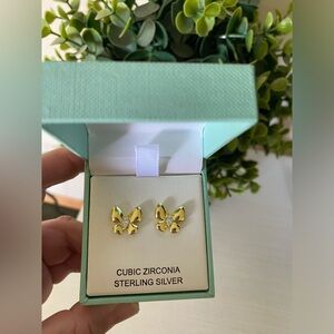 Brand New Gold over Sterling Silver 925 Butterfly cubic zirconia Nanette Lepore